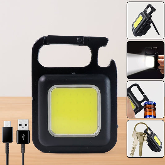 Ultra-Bright Mini Rechargeable Keychain Flashlight with 4 Light Modes, Folding Bracket & Magnetic Base